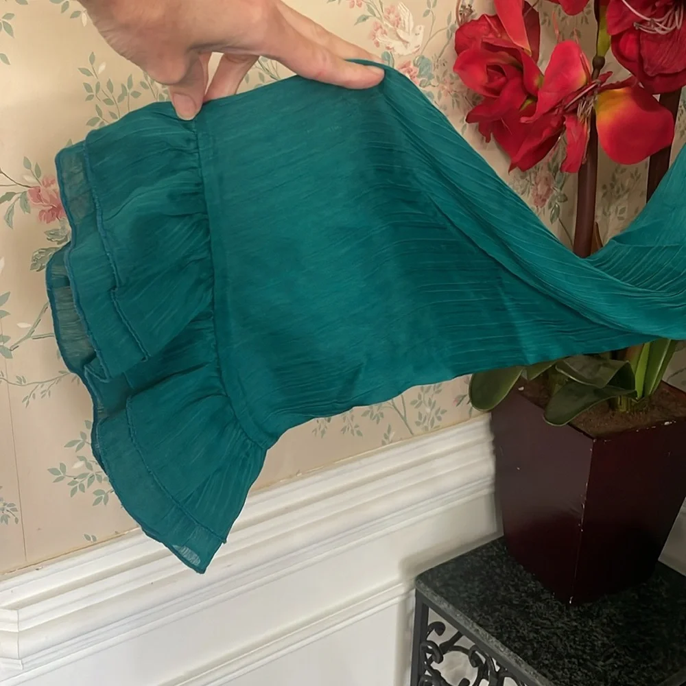House of Harlow 1960 Teal Long-Sleeve Ruffled Mini Dress - Picture 3 of 7